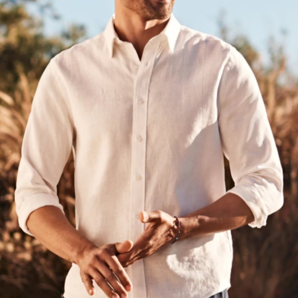 NWT | UNTUCKit | Wrinkle-Resistant Linen Vin Santo Shirt Solid White | XL Tall